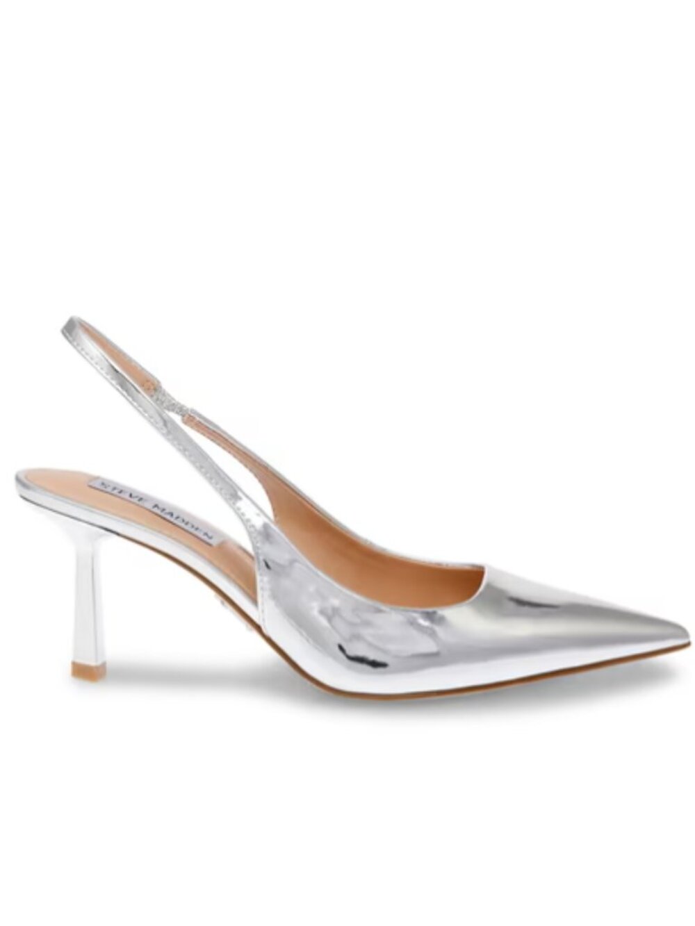 Steve Madden Valoris Slingback Pumps/Kitten Heels, Silver - Size 8